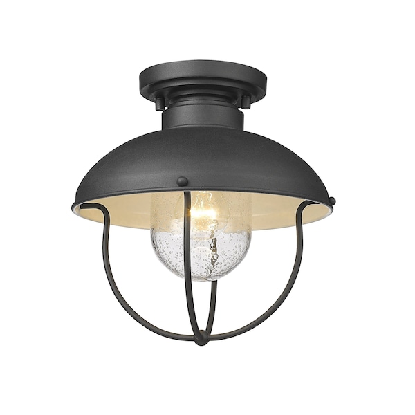 Z-Lite Ansel 1 Light Outdoor Flush Ceiling Mount Fixture, Black & Black 590F-BK - main